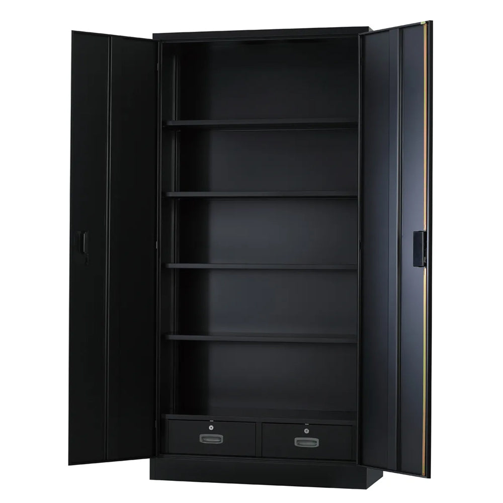 マットブラック 書庫 引き出し付き