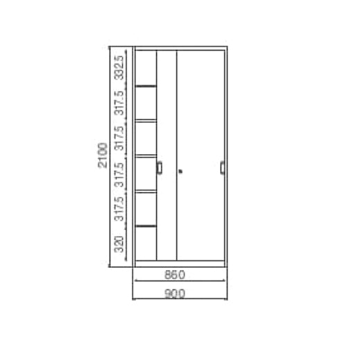 アウトレット品 スチール引違い書庫 W900 H2100mm【オフィス家具市場】【日本製】【UAS-W21】