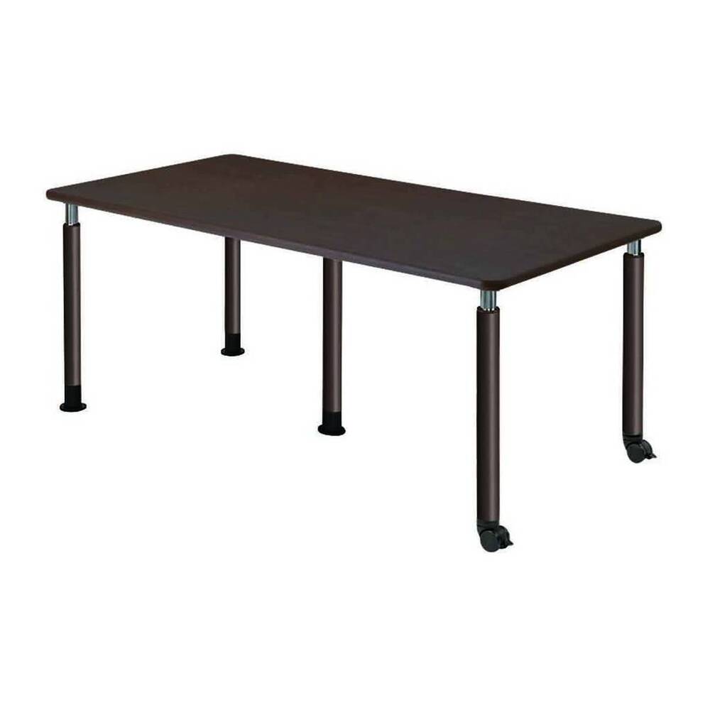 中央固定脚 ダークブラウン 昇降式テーブル