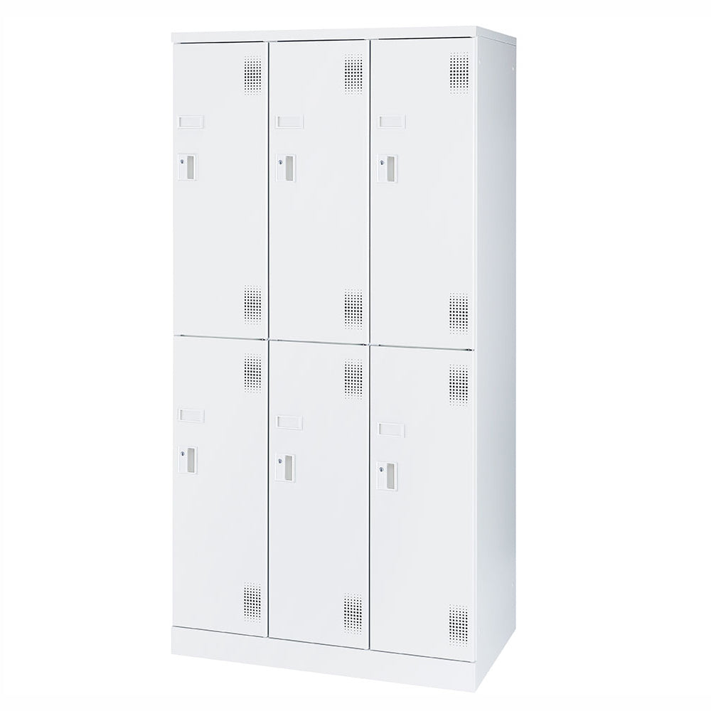 6人用ロッカー 3列2段 ホワイト スイング棚