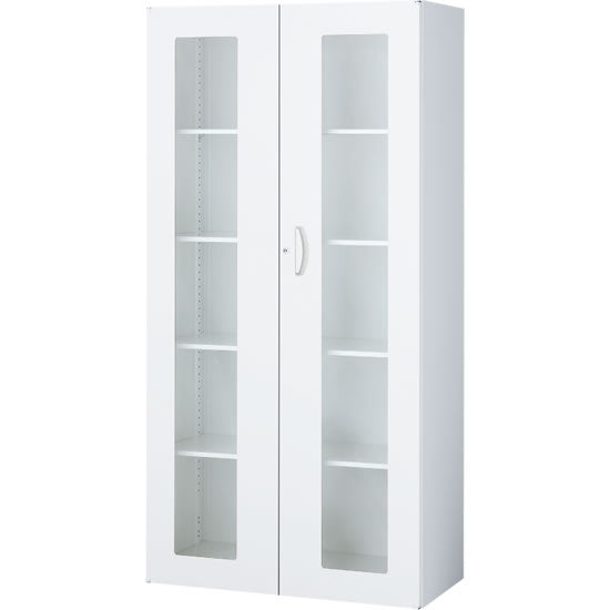 ガラス両開き書庫 セット商品 QUWALL RWシリーズ ベース付き セット RW45-18HG 58kg グリーン購入法