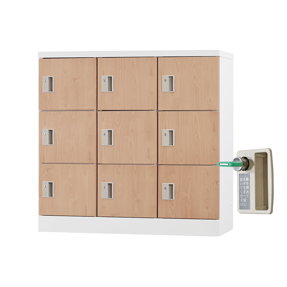 多目的用ロッカー ロータイプスチールロッカー 収納 完成品 9人用ロッカー 横型 3列3段 W900×D380×H880mm ホワイトグレー【オフィス家具市場】【日本製】【HLK-GL09】