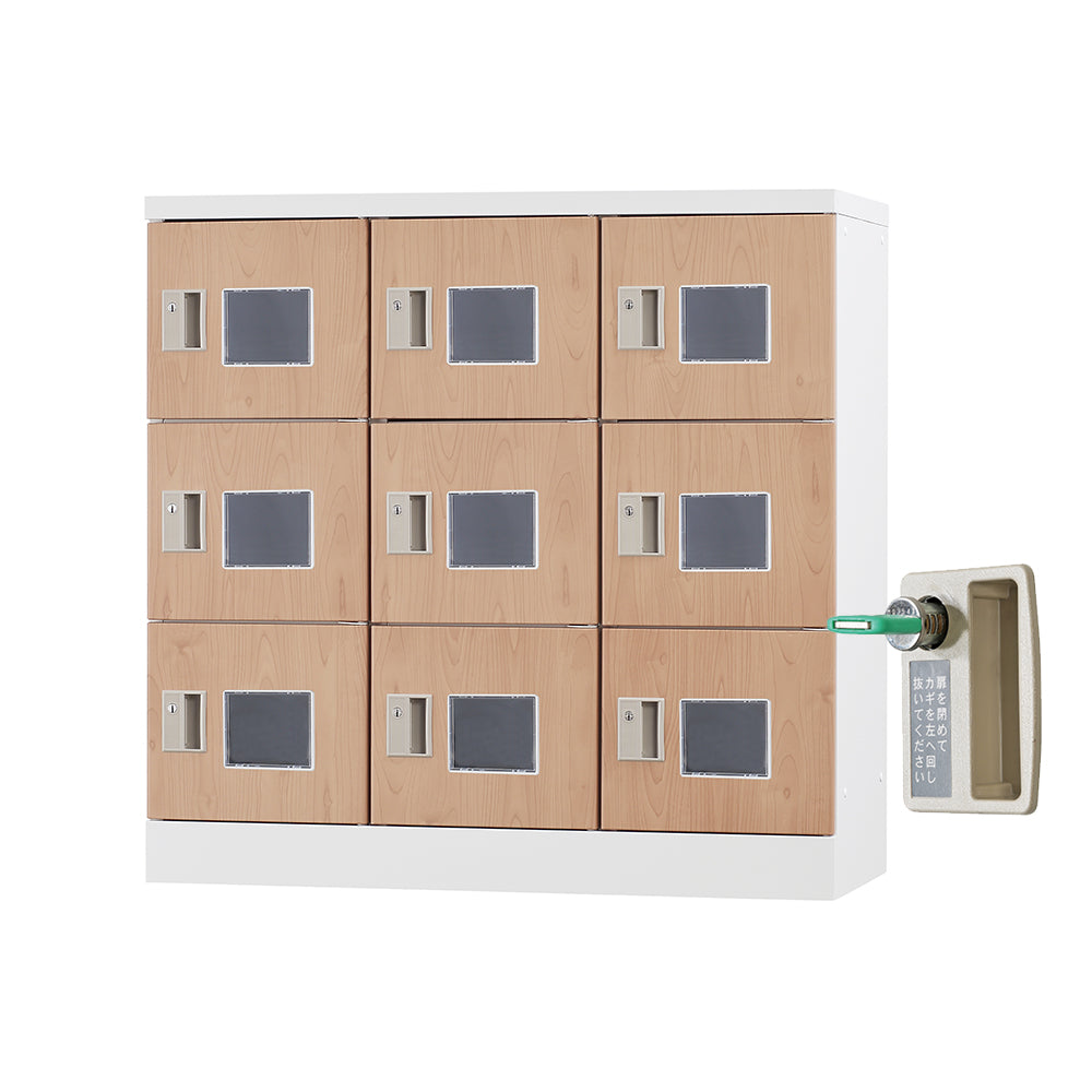 多目的用ロッカー ロータイプスチールロッカー 収納 完成品 9人用ロッカー 横型 3列3段 W900×D380×H880mm ホワイトグレー【オフィス家具市場】【日本製】【HLK-GL09】