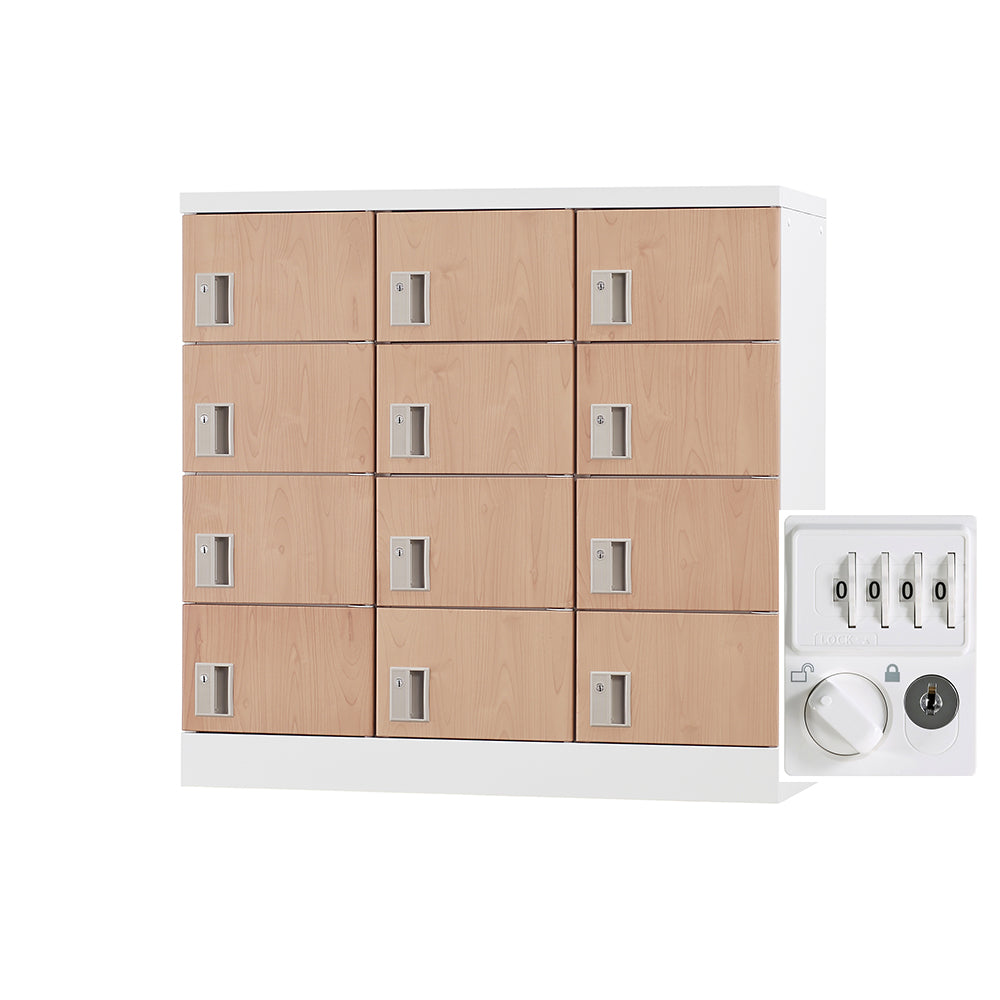 多目的用ロッカー ロータイプスチールロッカー 収納 完成品 12人用ロッカー 横型 3列4段 W900×D380×H880mm【オフィス家具市場】【日本製】【HLK-GL12】