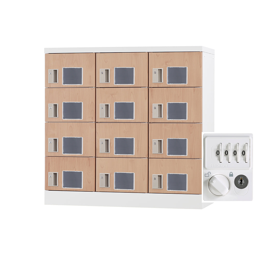 多目的用ロッカー ロータイプスチールロッカー 収納 完成品 12人用ロッカー 横型 3列4段 W900×D380×H880mm【オフィス家具市場】【日本製】【HLK-GL12】