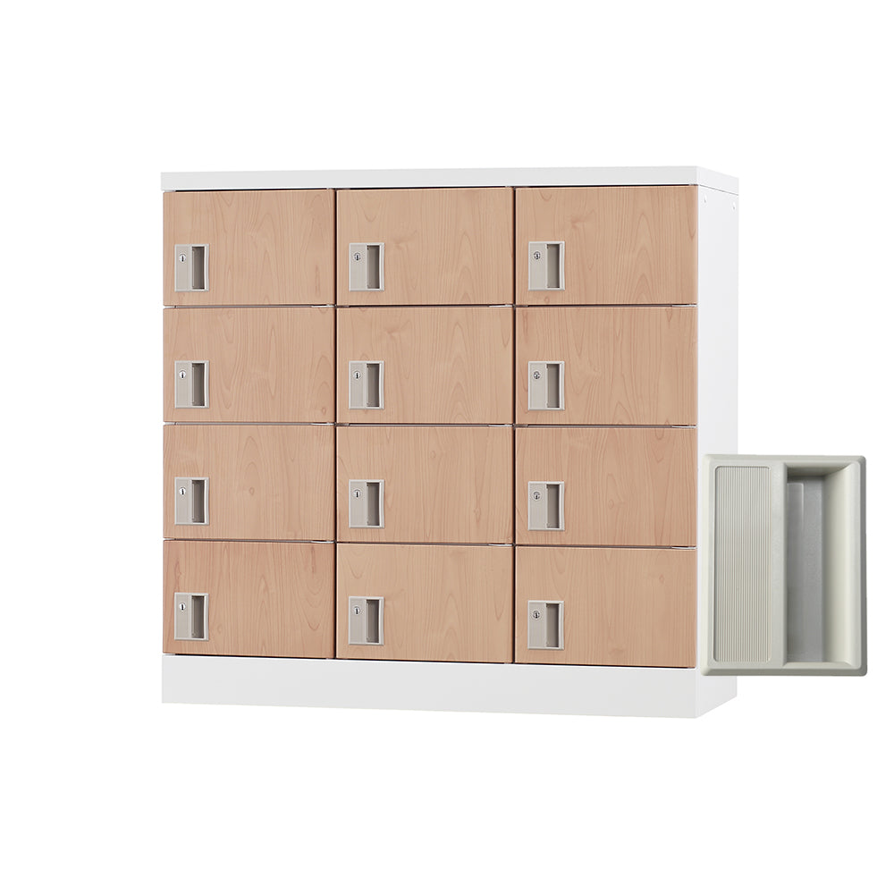 多目的用ロッカー ロータイプスチールロッカー 収納 完成品 12人用ロッカー 横型 3列4段 W900×D380×H880mm【オフィス家具市場】【日本製】【HLK-GL12】