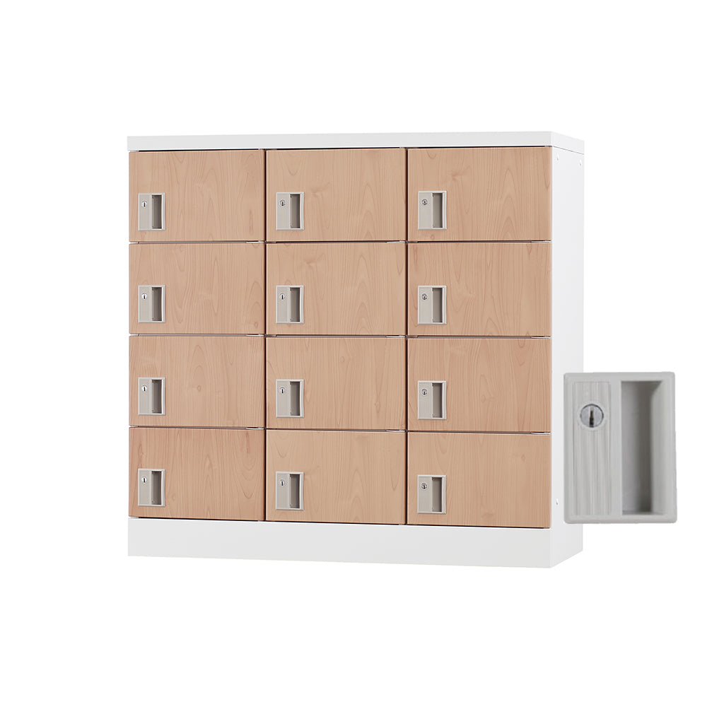 多目的用ロッカー ロータイプスチールロッカー 収納 完成品 12人用ロッカー 横型 3列4段 W900×D380×H880mm【オフィス家具市場】【日本製】【HLK-GL12】