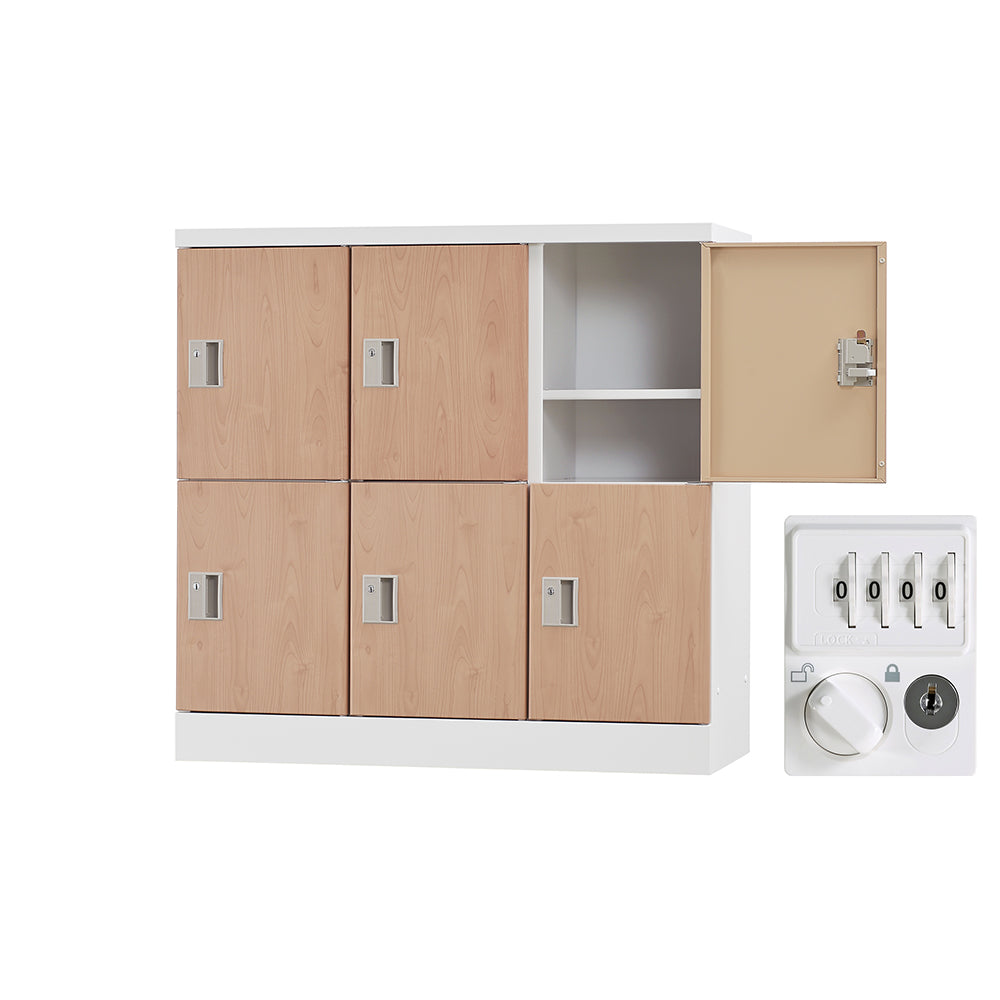 多目的ロッカー ロータイプスチールロッカー 収納 完成品 6人用ロッカー 横型 3列2段 【オフィス家具市場】【日本製】【HLK-GL06N】