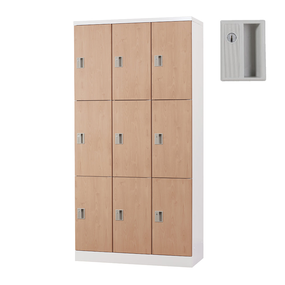 多目的用 ロッカー ハイタイプ スチール 収納 完成品 9人用ロッカー 縦型 3列3段 W900×H1790 ホワイトグレー 【オフィス家具市場】【日本製】【HLK-GH09T】