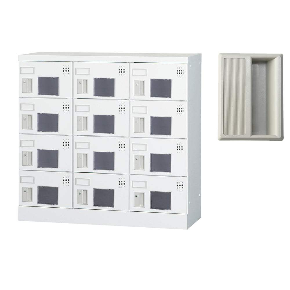 多目的用ロッカー ロータイプスチールロッカー 収納 完成品 12人用ロッカー 横型 3列4段 W900×D380×H880mm【オフィス家具市場】【日本製】【HLK-GL12】