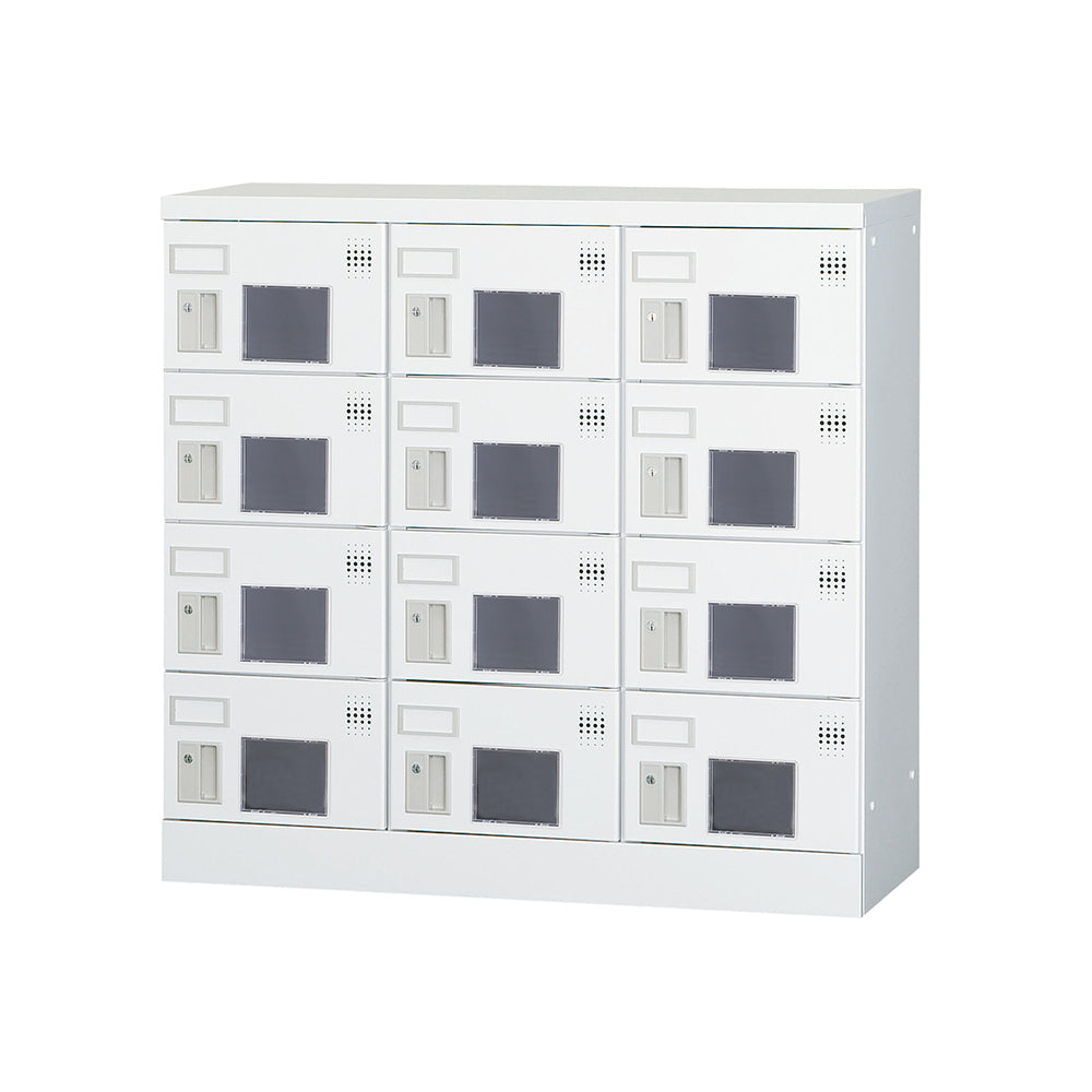 多目的用ロッカー ロータイプスチールロッカー 収納 完成品 12人用ロッカー 横型 3列4段 W900×D380×H880mm【オフィス家具市場】【日本製】【HLK-GL12】