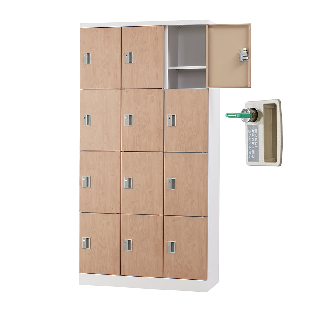 多目的用 ロッカー ハイタイプ スチール 収納 完成品 12人用ロッカー 縦型 3列4段 W900×H1790【オフィス家具市場】【日本製】【HLK-GH12T】
