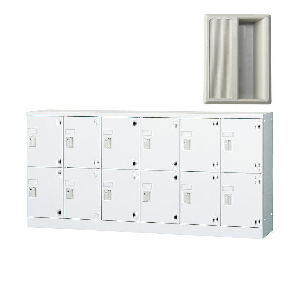 多目的用ロッカー ロータイプスチールロッカー 収納 完成品 12人用ロッカー 横型 6列2段 W1800×H880mm【オフィス家具市場】【日本製】【HLK-GL12Y】