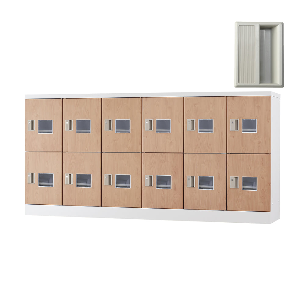 多目的用ロッカー ロータイプスチールロッカー 収納 完成品 12人用ロッカー アクリル窓 横型 6列2段 W1800×H880mm 【オフィス家具市場】【日本製】【受注生産品】【HLK-GL12YW】