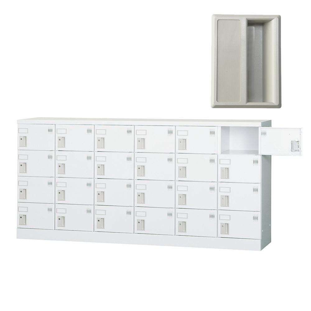 多目的用ロッカー ロータイプスチールロッカー 収納 完成品 24人用ロッカー 横型 6列4段 W1800×D380×H880mm【オフィス家具市場】【日本製】【HLK-GL24Y】