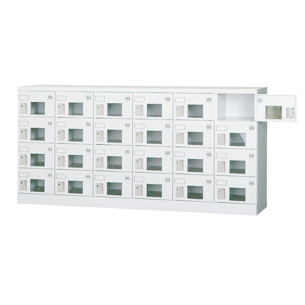 多目的用ロッカー ロータイプスチールロッカー 収納 完成品 24人用ロッカー 横型 6列4段 W1800×D380×H880mm【オフィス家具市場】【日本製】【HLK-GL24Y】