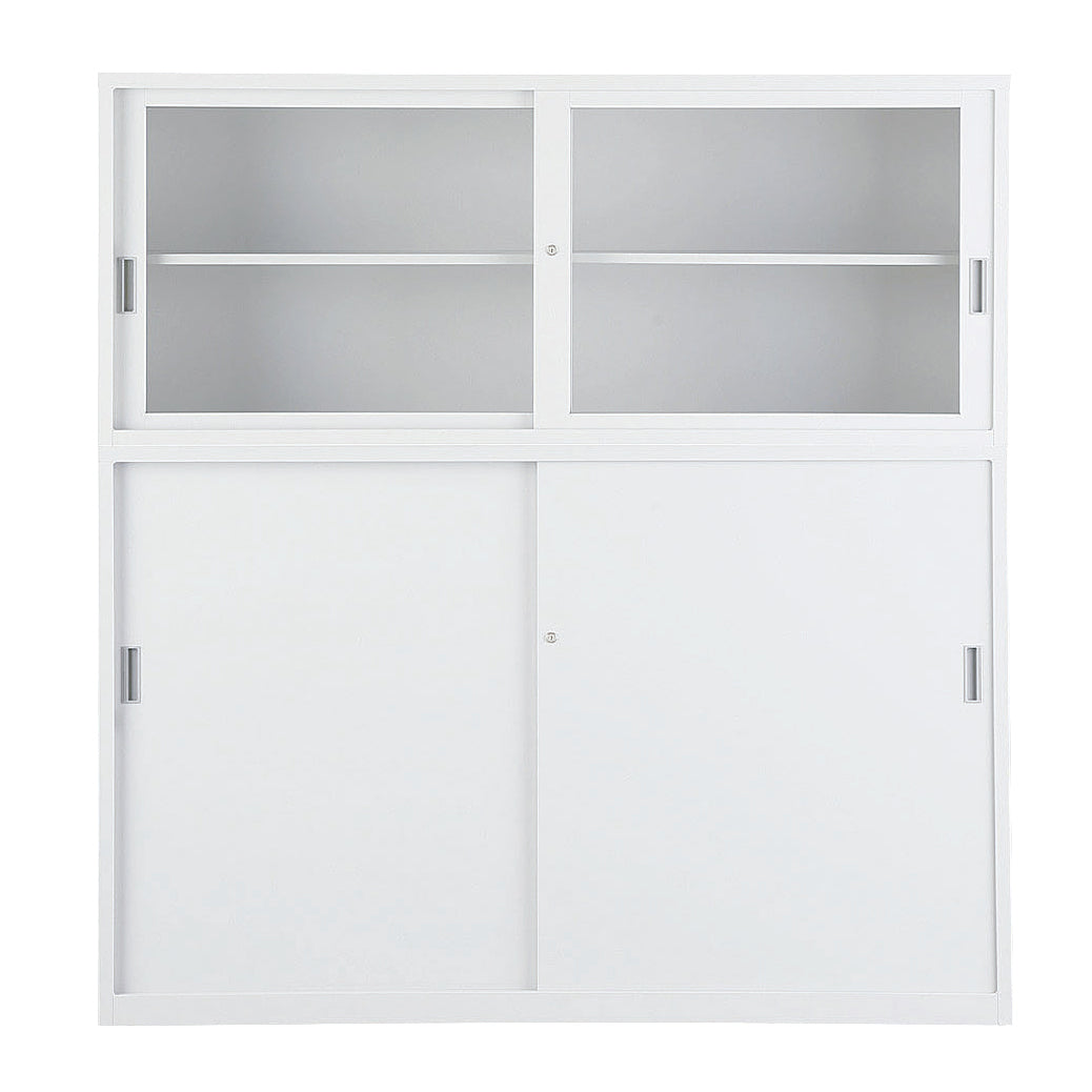 セット商品 オープン・ガラス・両開き書庫 完成品【オフィス家具市場】【日本製】【HCB-A4SET】