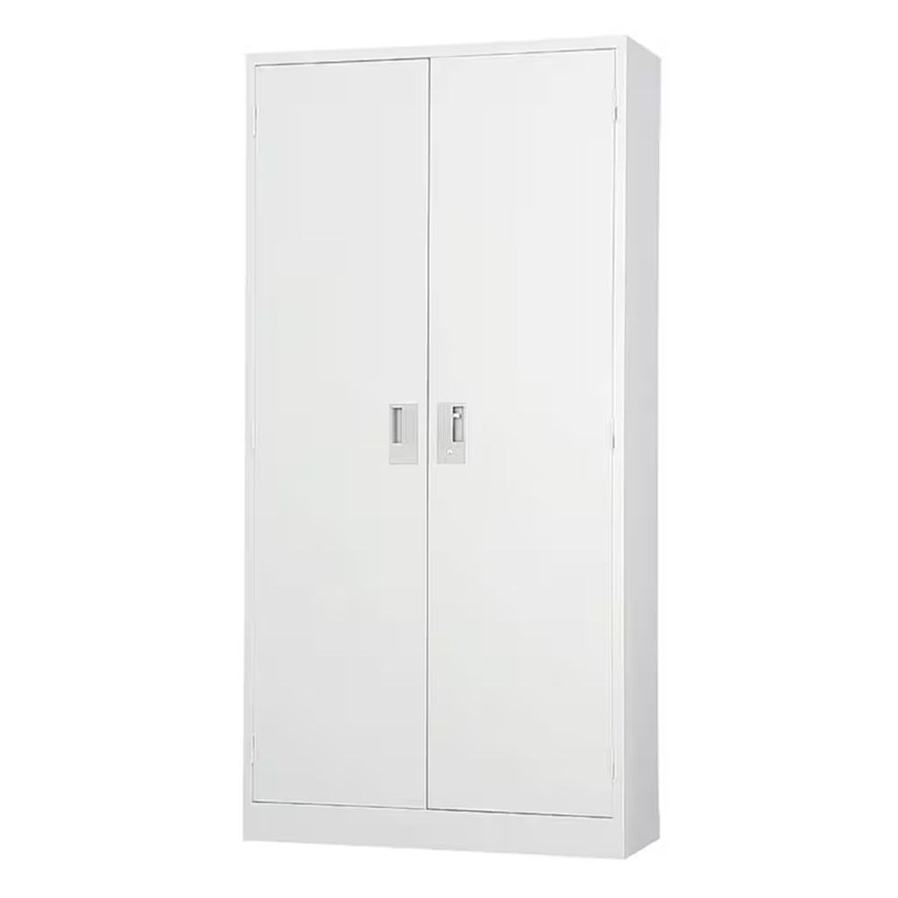 両開き書庫 ホワイトグレー ラッチ付き 可動棚