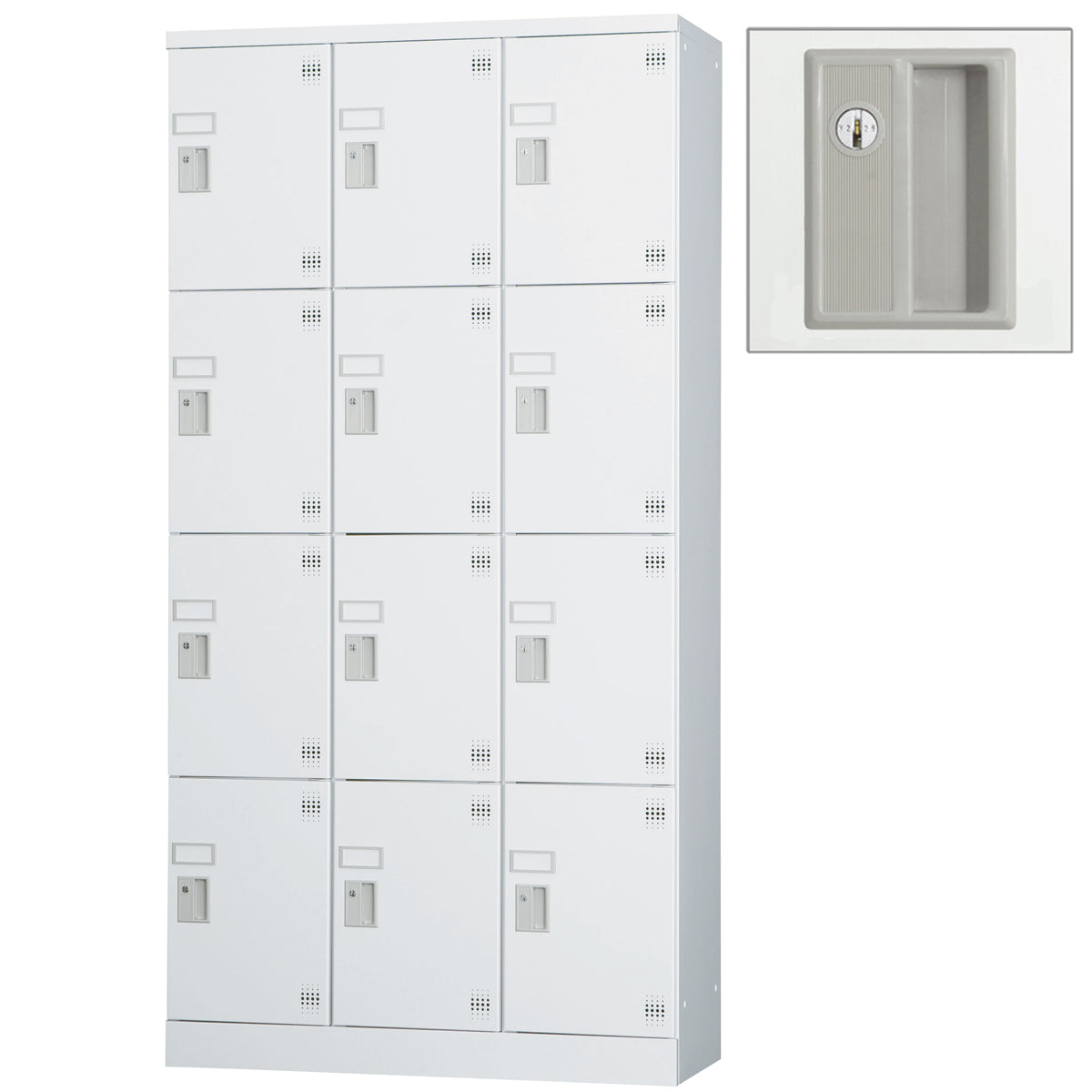 多目的用 ロッカー ハイタイプ スチール 収納 完成品 12人用ロッカー 縦型 3列4段 W900×H1790【オフィス家具市場】【日本製】【HLK-GH12T】