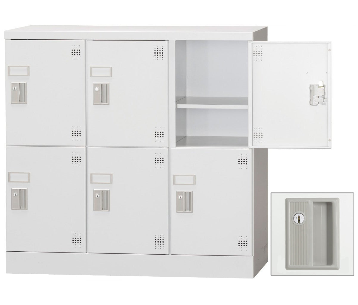 多目的ロッカー ロータイプスチールロッカー 収納 完成品 6人用ロッカー 横型 3列2段 【オフィス家具市場】【日本製】【HLK-GL06N】