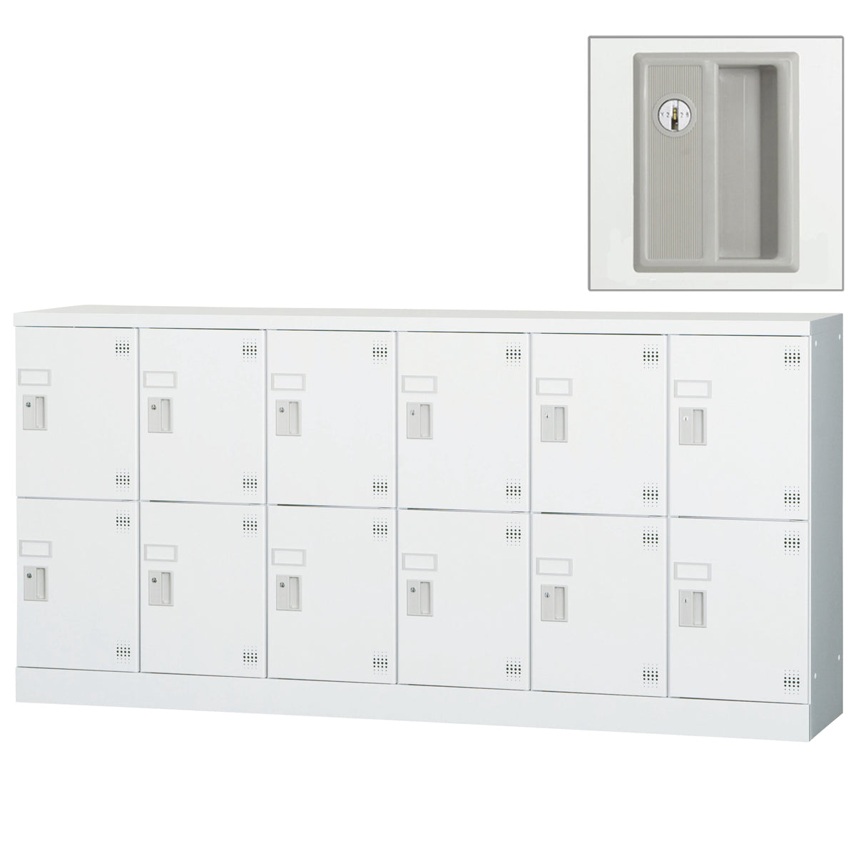 多目的用ロッカー ロータイプスチールロッカー 収納 完成品 12人用ロッカー 横型 6列2段 W1800×H880mm【オフィス家具市場】【日本製】【HLK-GL12Y】
