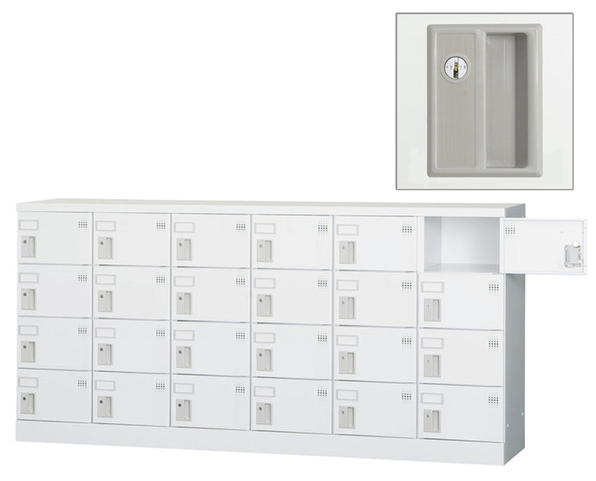 多目的用ロッカー ロータイプスチールロッカー 収納 完成品 24人用ロッカー 横型 6列4段 W1800×D380×H880mm【オフィス家具市場】【日本製】【HLK-GL24Y】