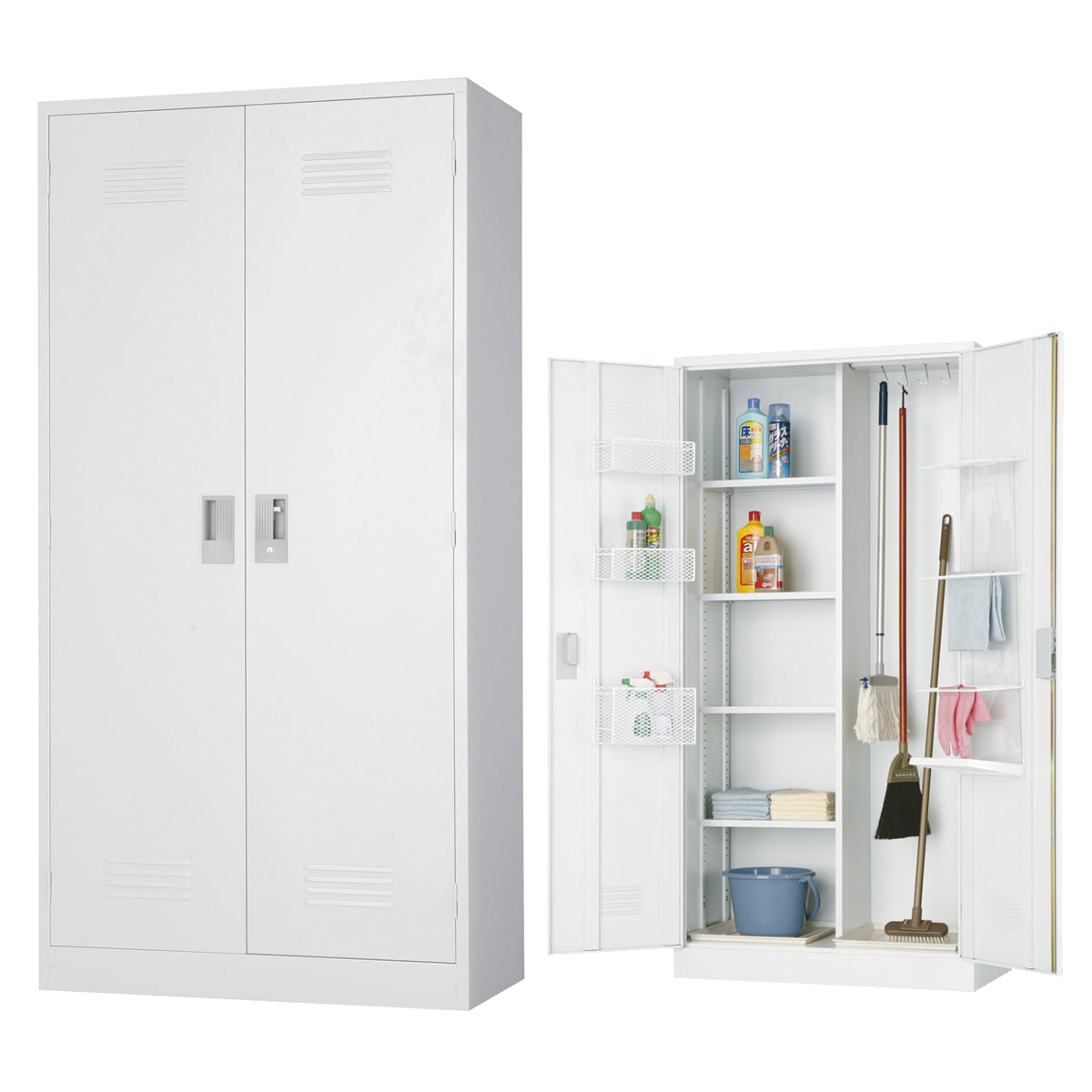 掃除用 ロッカー 片開き 両開き 掃除用具入れ H1790mm 【オフィス家具市場】【日本製】【HLK-SY】