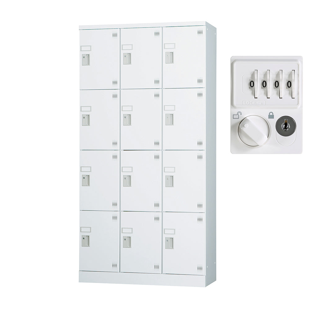 多目的用 ロッカー ハイタイプ スチール 収納 完成品 12人用ロッカー 縦型 3列4段 W900×H1790【オフィス家具市場】【日本製】【HLK-GH12T】