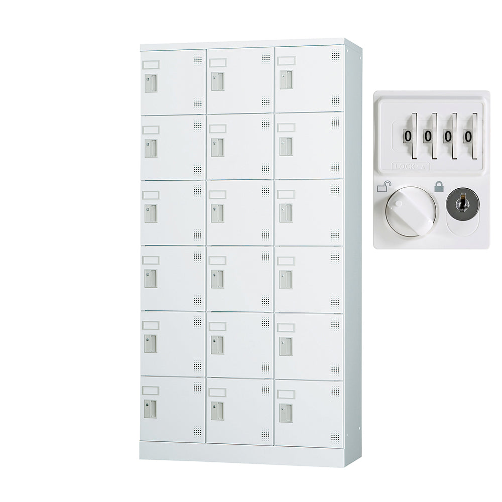 多目的用 ロッカー ハイタイプ スチール 収納 完成品 18人用ロッカー 縦型 3列6段 W900×D380×H1790【オフィス家具市場】【日本製】【HLK-GH18T】