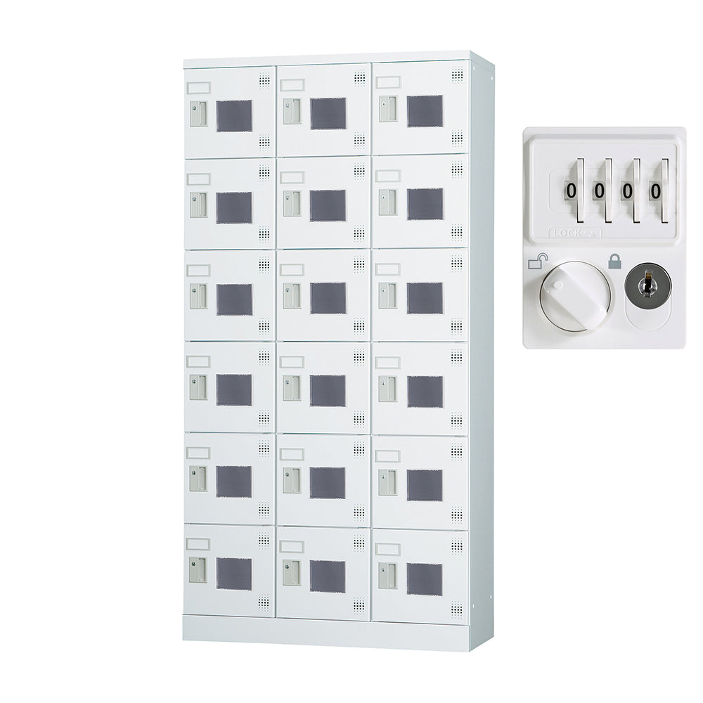 多目的用 ロッカー ハイタイプ スチール 収納 完成品 18人用ロッカー 縦型 3列6段 W900×D380×H1790【オフィス家具市場】【日本製】【HLK-GH18T】