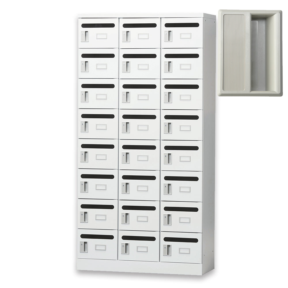 多目的用 メールボックス 貴重品 ロッカー 完成品 24人用 セキュリティボックス 3列8段 W900×D380×H1790【オフィス家具市場】【日本製】【受注生産品】【HLK-MA24】