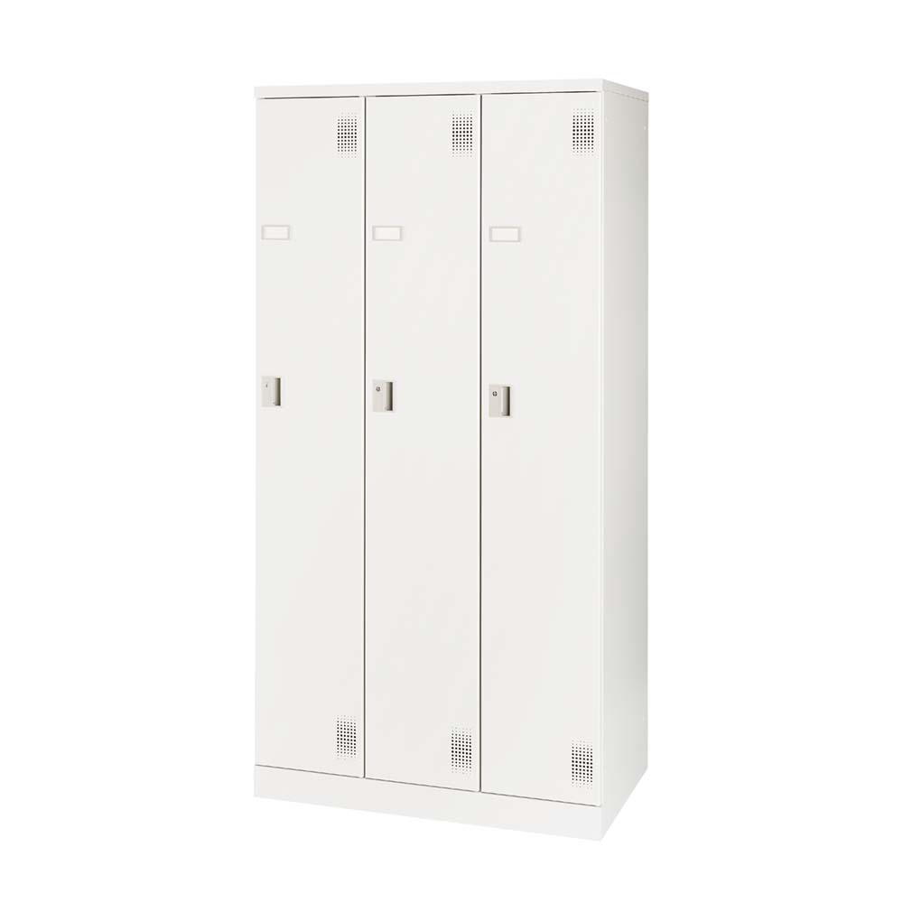 組立て式ロッカー 3人用60.9kg 固定スチール棚 ホワイトグレー 【オフィス家具市場】【日本製】【HNAL-S3】