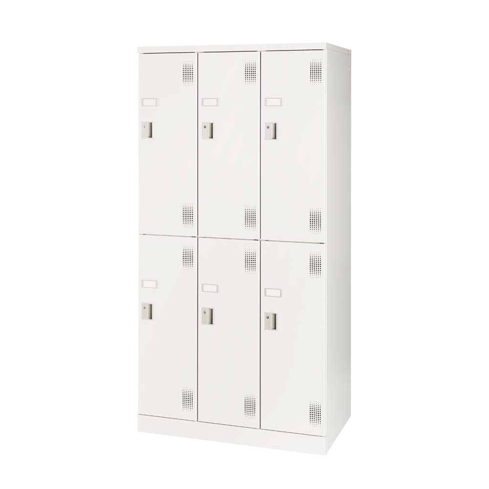 組立て式ロッカー 6人用 W900×D515×H1790mm ホワイトグレー【オフィス家具市場】【日本製】【HNAL-S6】
