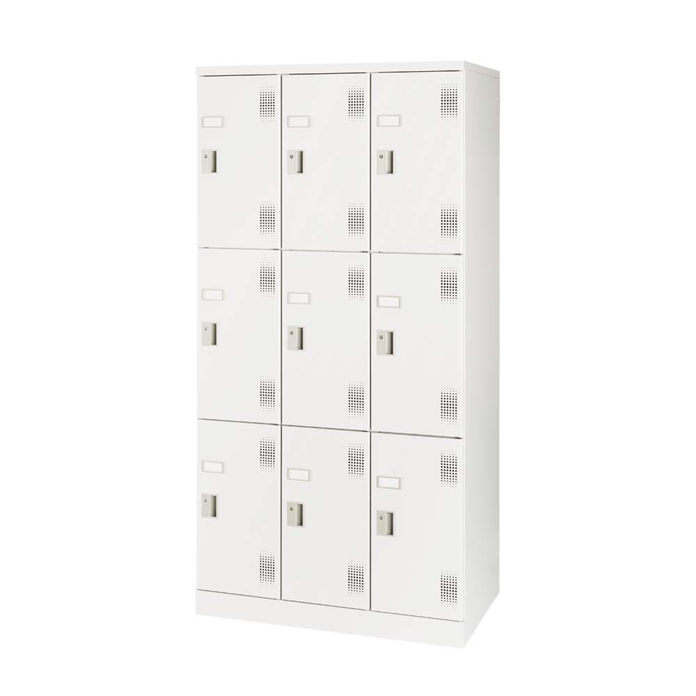 組立て式ロッカー 9人用 W900×D515×H1790mm ホワイトグレー【オフィス家具市場】【日本製】【HNAL-S9】