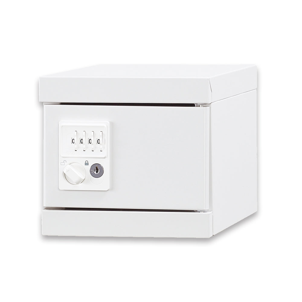 小物ボックス 多目的用ロッカー 金庫 ダイヤル錠 スチール 収納 完成品 1人用 W200×D300×H200mm ホワイトグレー【オフィス家具市場】【日本製】【受注生産品】【HLK-GB1】