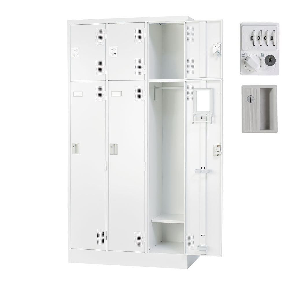 更衣室 更衣用 ロッカー 3人用 変則3列2段 シリンダー錠 固定網棚 W900×D515×H1790mm 【オフィス家具市場】【日本製】【受注生産品】【HLK-T6SD】