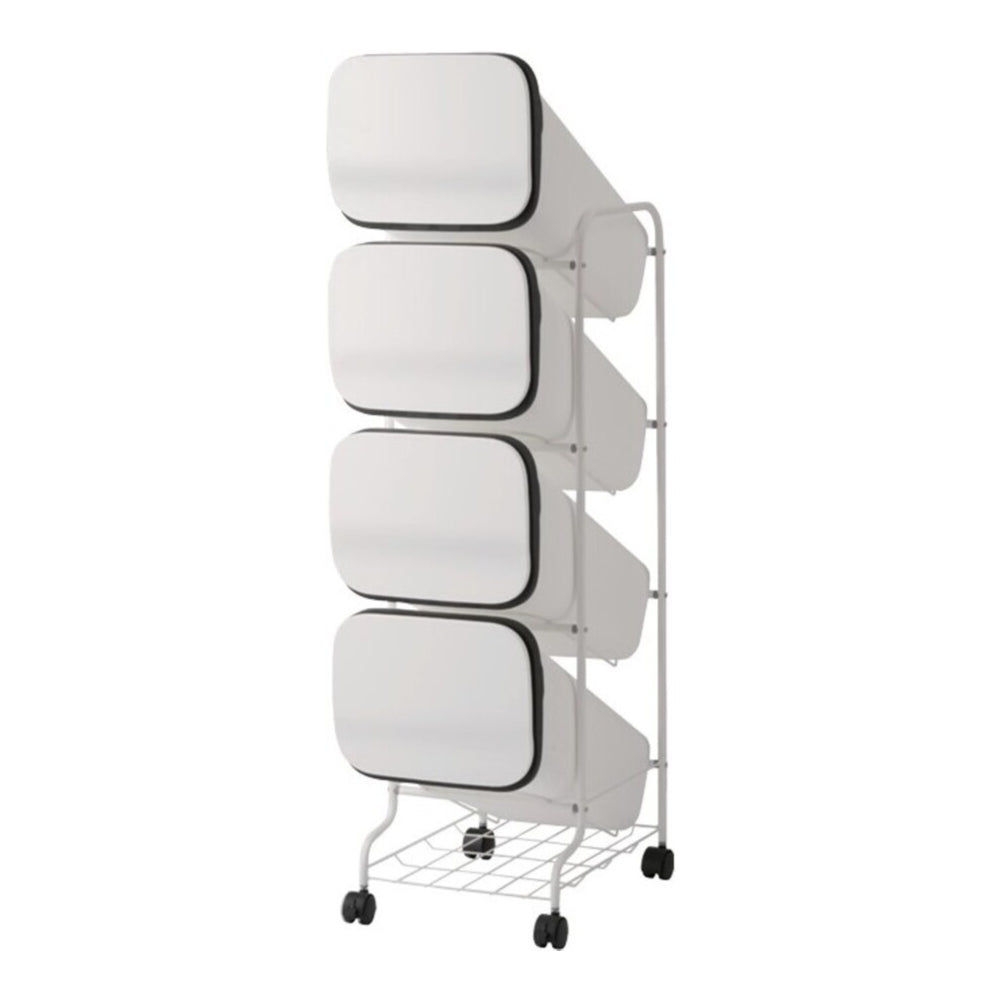 ストッパー付き　省スペース　タテ型ゴミ箱