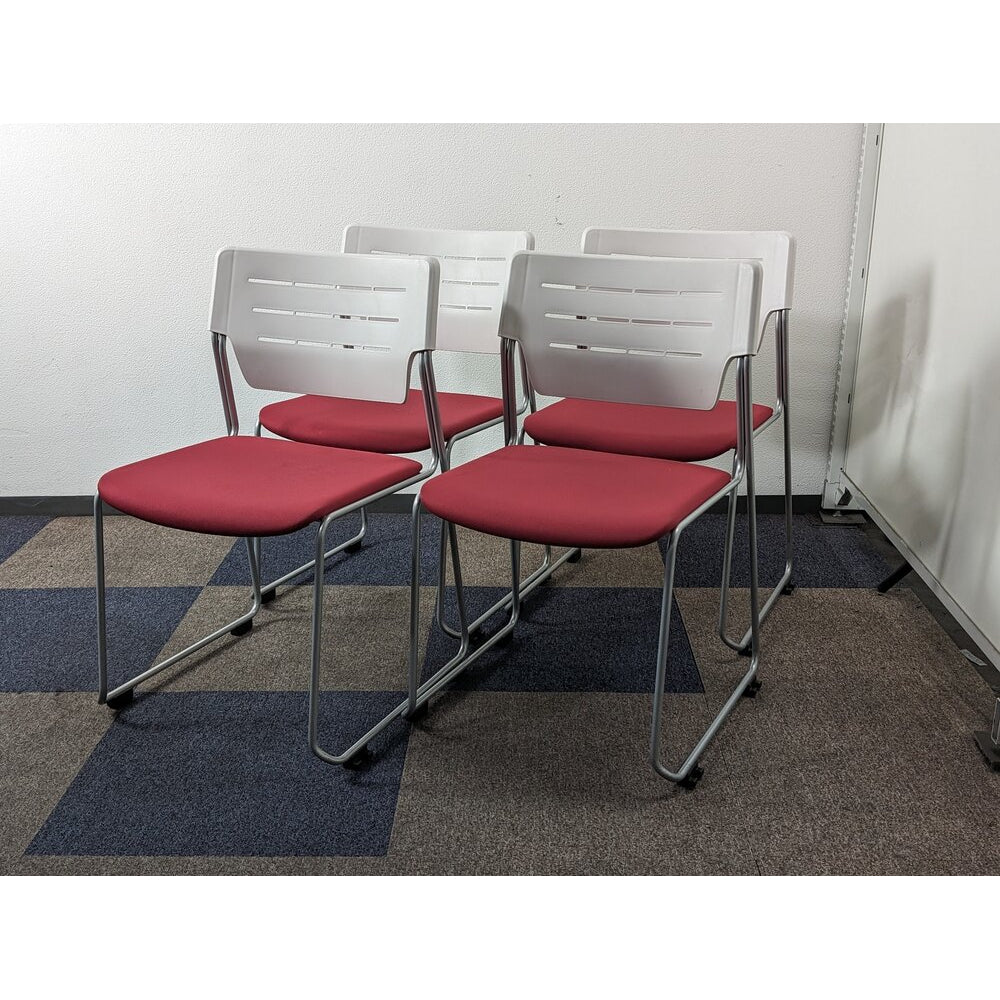 ITOKI ダイニングチェア 4脚セット 中古 ダイニングチェア 4脚セット デスクチェア ベロア布張り 肘なし