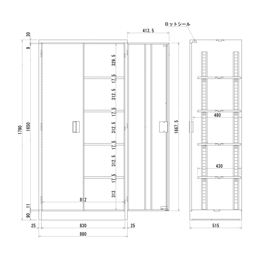 一般書庫　D515　両開書庫　可動式棚板