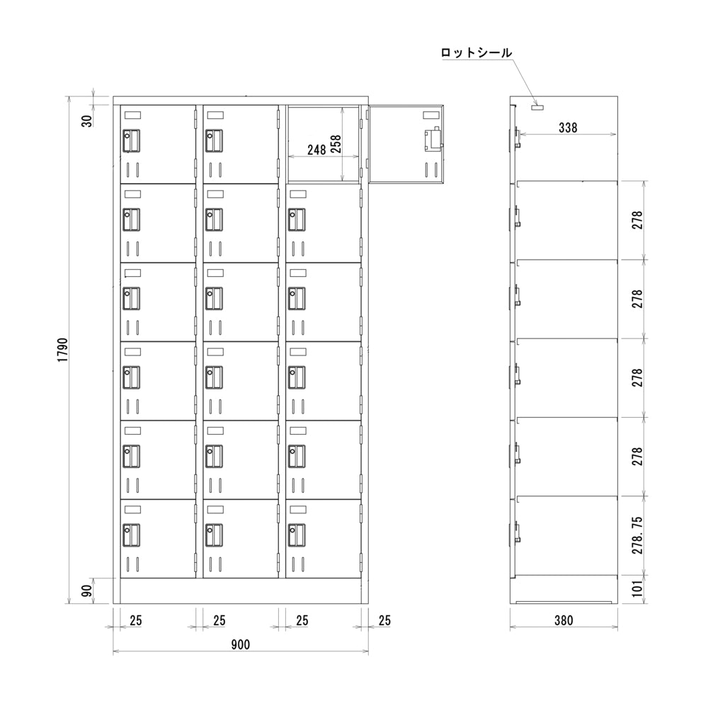 多人数ロッカー　Ｄ380　シリンダー錠