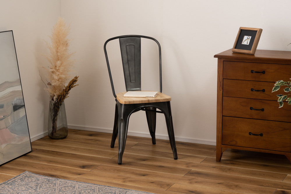 チェア 天然木 スチール 背もたれ付き ダイニングチェア 1脚