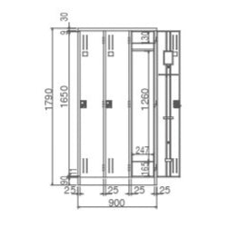 商品サイズ　W900　3人用ロッカー