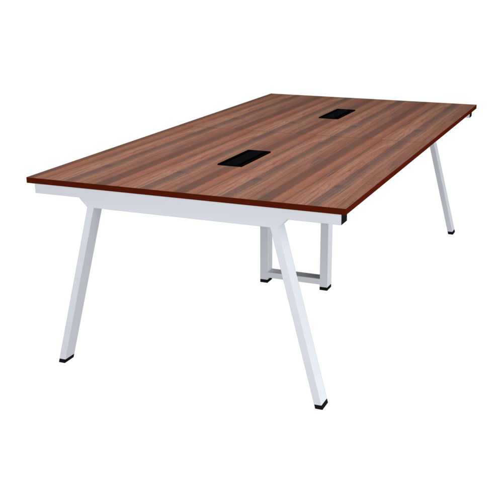 会議テーブル W2400 フリーアドレス スラント脚 コードホール付き