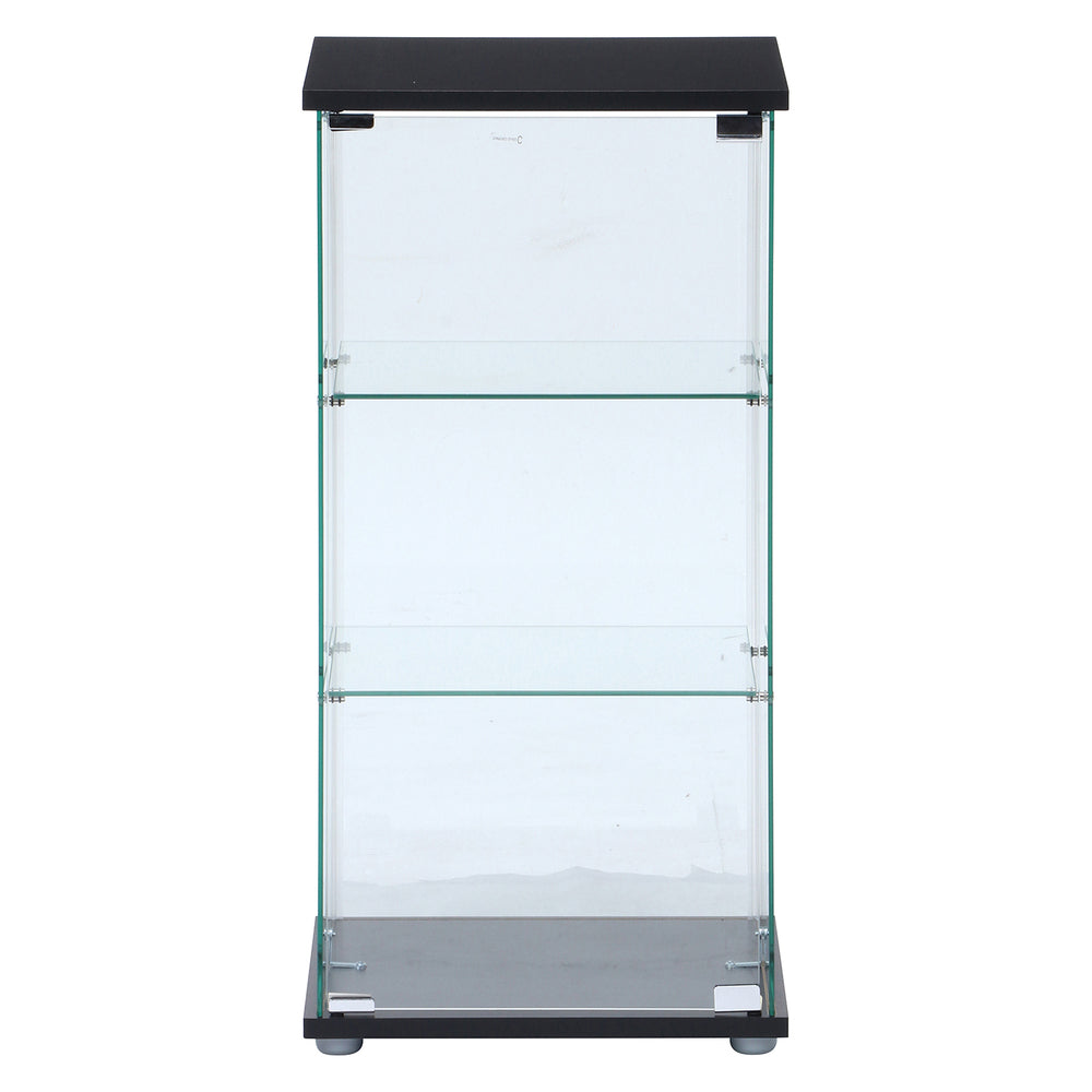 ヒロ【新品】コレクションケース 3段スリム 棚 ブラック ガラス コレクションラック ユニール コレクションケース ディスプレイ ガラス