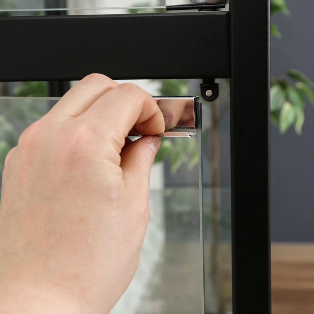 ガラスコレクションケース 6段 4つ扉 ブラックのフレーム ショーケース