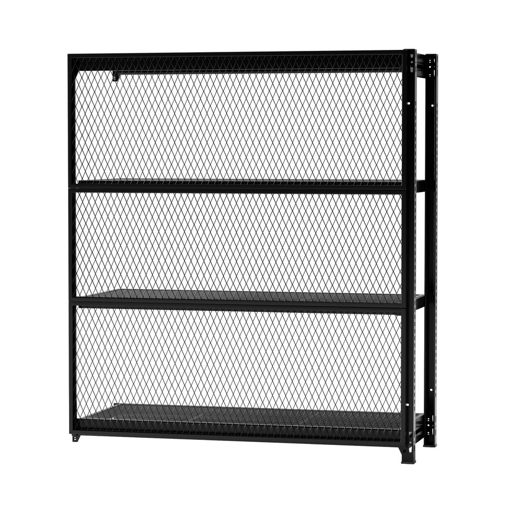 スチールラック メッシュデザイン 2段　シューズラック　エキスパンドメタル rack-03060 ブラック スタンド付き スチールメッシュ ワイド2段ラック