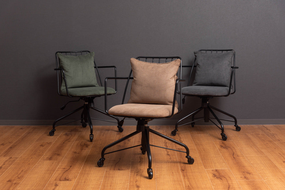 ロッキング機能 コーデュロイ 回転チェア キャスター付き オフィス