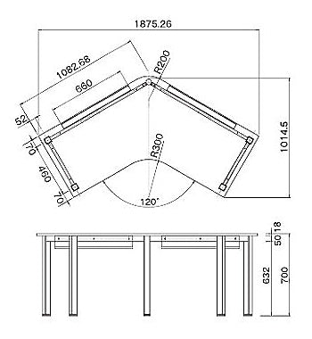 詳細サイズ　120どの角度　テーブル