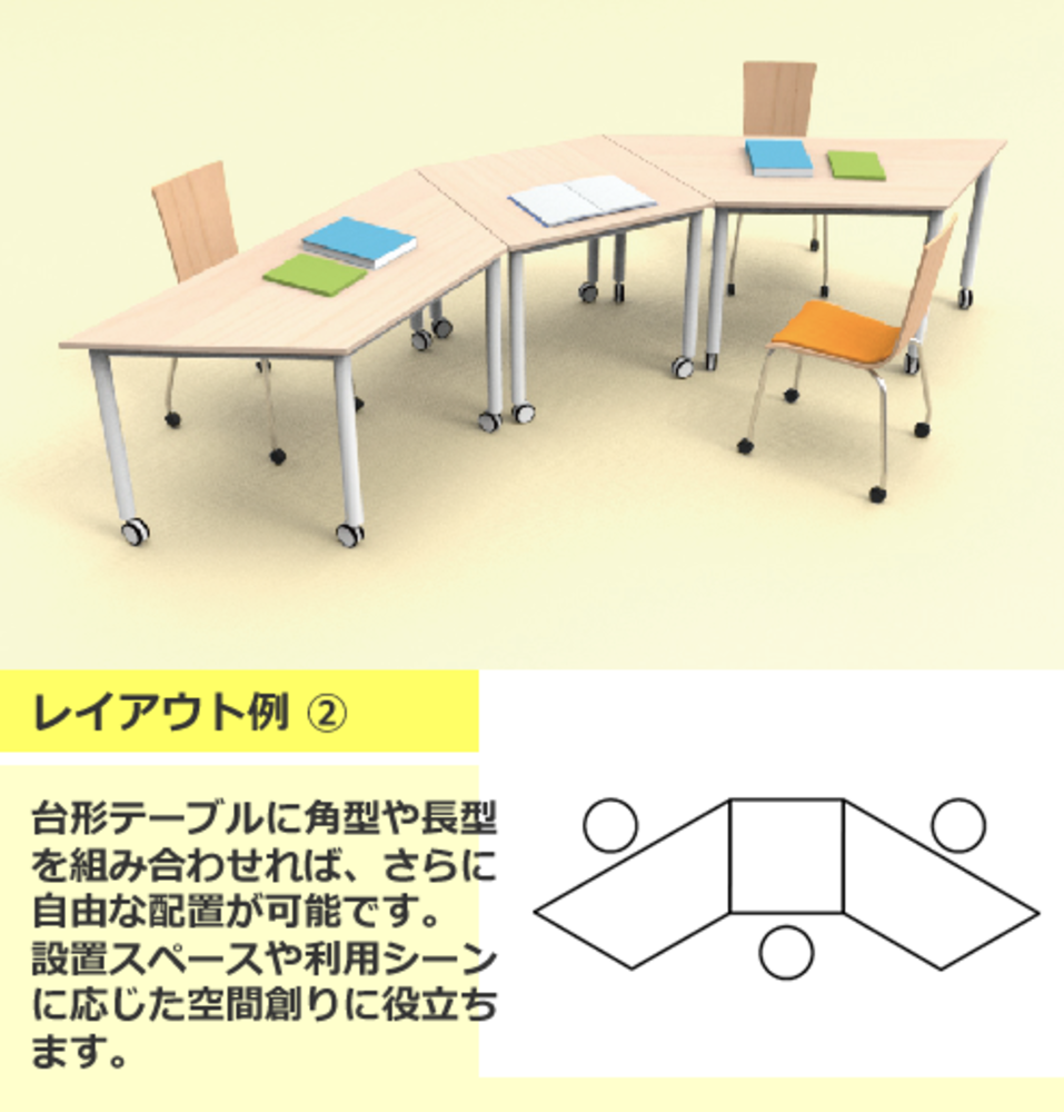 角型や長型と組み合わせ　レイアウト例