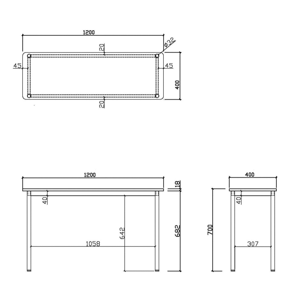 商品サイズ　テーブル　幅1200mm　